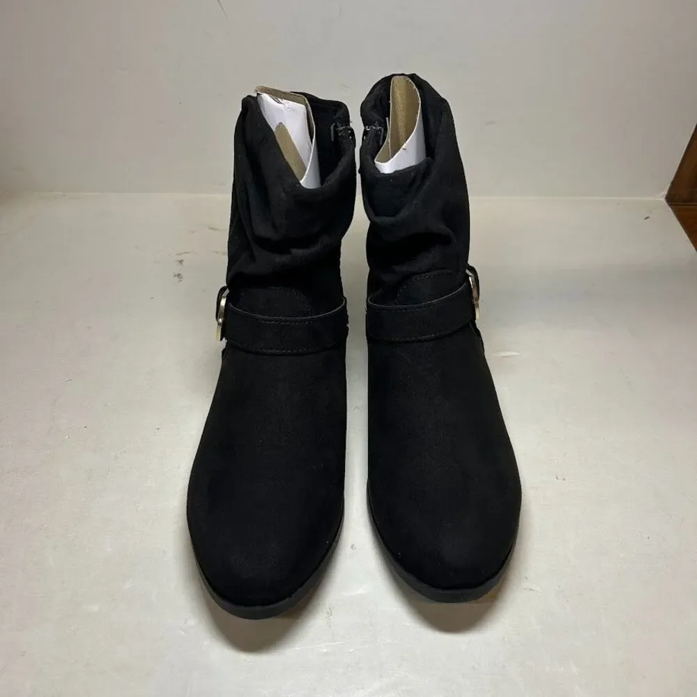 Karen Scott Womens 6.5 M Black Clarett Buckle Slouch Mid Calf Booties NIB QI6